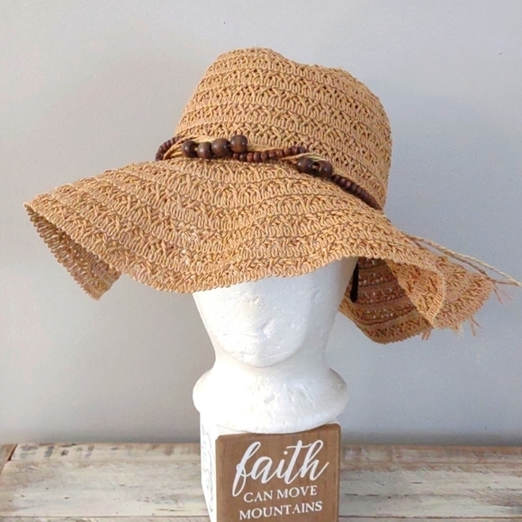 Boho Floppy Straw Hat Hippie Wide Brim Hat - Picture 1 of 10